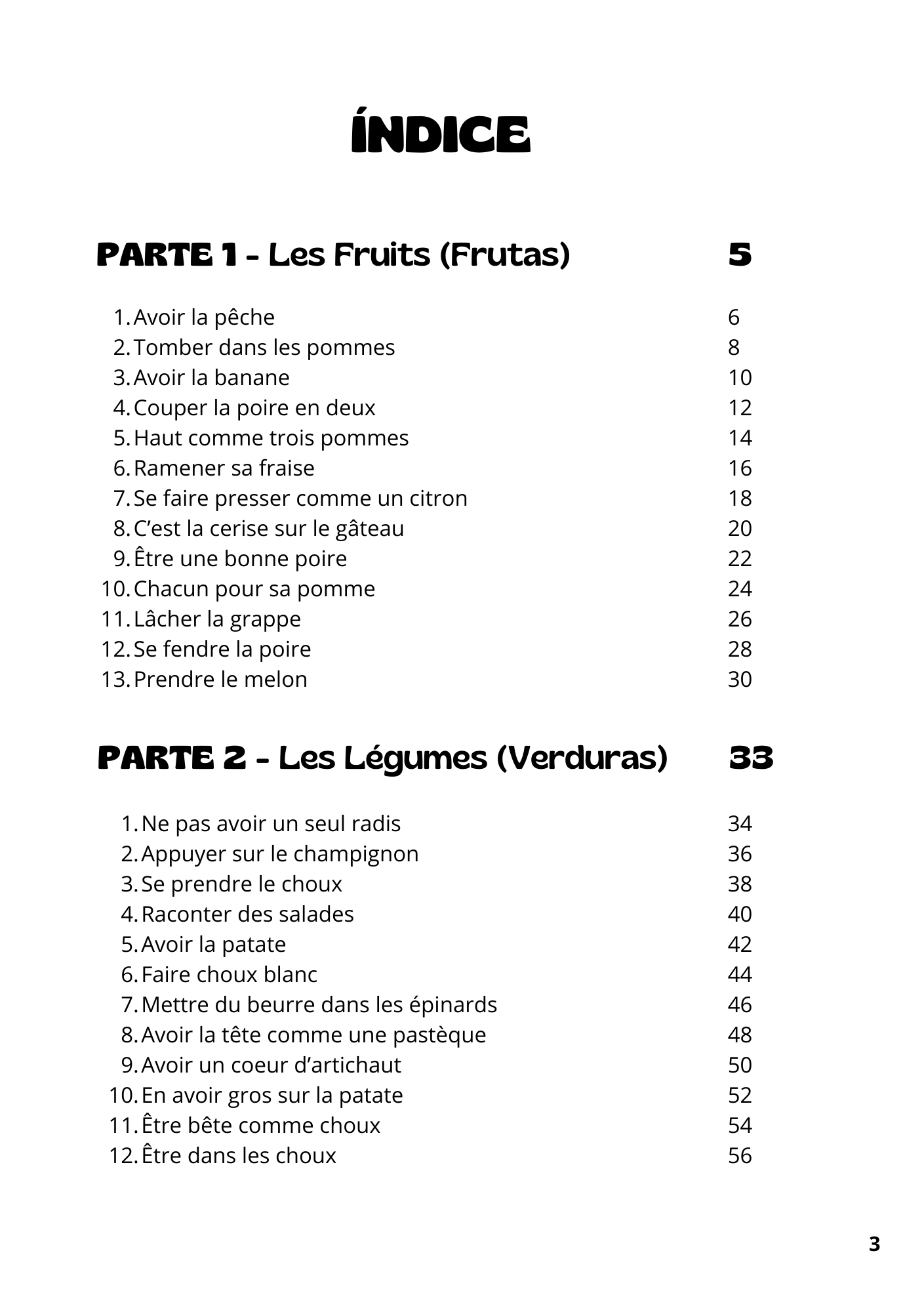 Table of contents page 1